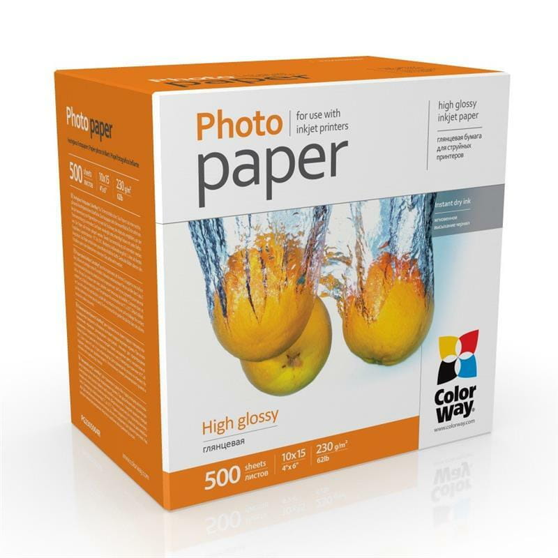 Фотобумага ColorWay глянцевая 230г/м2 10x15см 500 л. (PG2305004R)