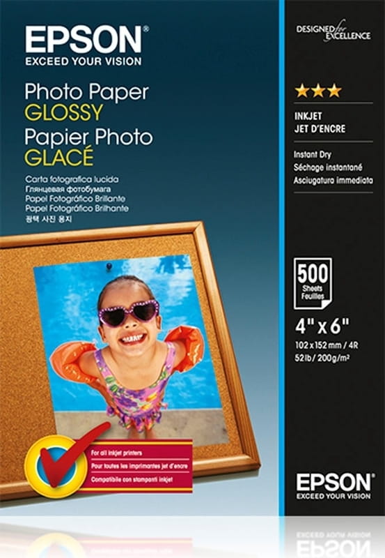 Фотобумага EPSON Glossy Photo Paper глянцевая 200г/м2 10х15см 500л (C13S042549)