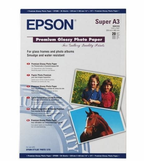 Фотопапiр EPSON Premium Glossy Photo Paper глянсовий 255г/м2 A3+ 20арк. (C13S041316)