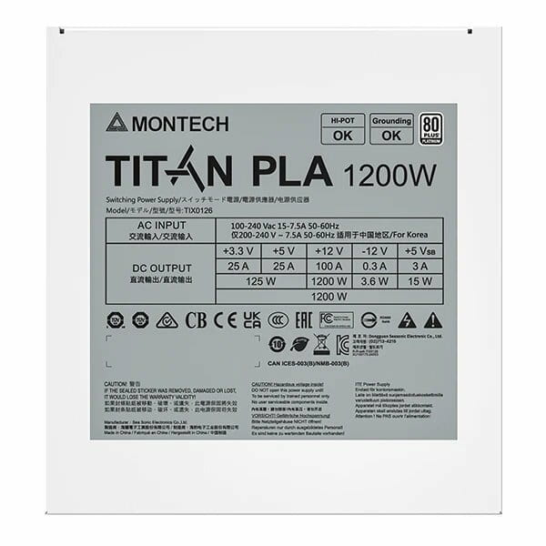Блок живлення Montech TIX0126 (TITAN PLA 1200) 1200W