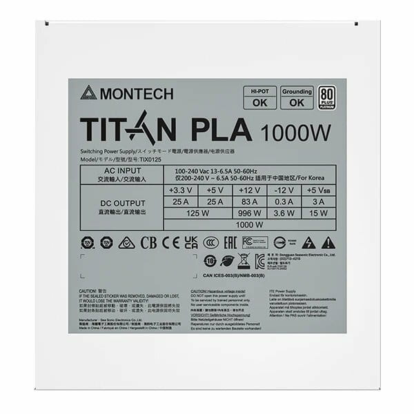 Блок питания Montech TIX0125 (TITAN PLA 1000) 1000W