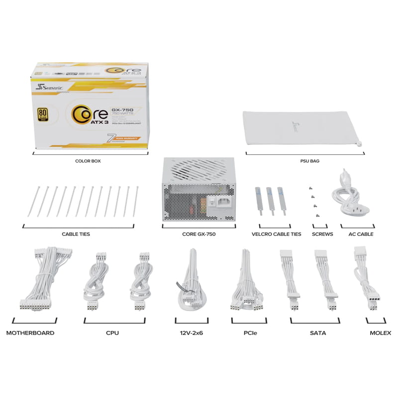 Блок живлення Seasonic Core GX 750W ATX 3.1 (CORE GX-750-ATX31-WHITE)