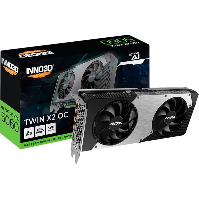 Вiдеокарта GF RTX 5060 8GB GDDR7 Twin X2 OC Inno3D (N50602-08D7X-195070N)