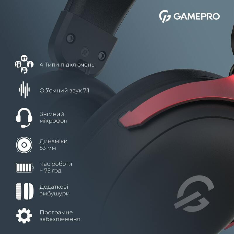 Гарнітура GamePro Asgard Freya Pro Black-Red (HSW201BR)