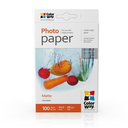 Photos - Office Paper ColorWay Фотопапiр CW матовий 190г/м2 10x15см 100арк  PM1901004R (PM1901004R)