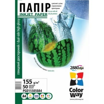 Photos - Office Paper ColorWay Фотопапiр CW глянсовий двостороннiй 155г/м2 A4 50арк.  PGD155 (PGD155050A4)