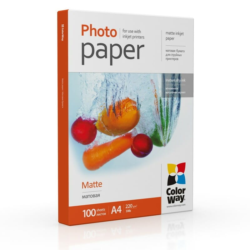 Фотобумага ColorWay матовая 220г/м2 A4 100 л. (PM220100A4)