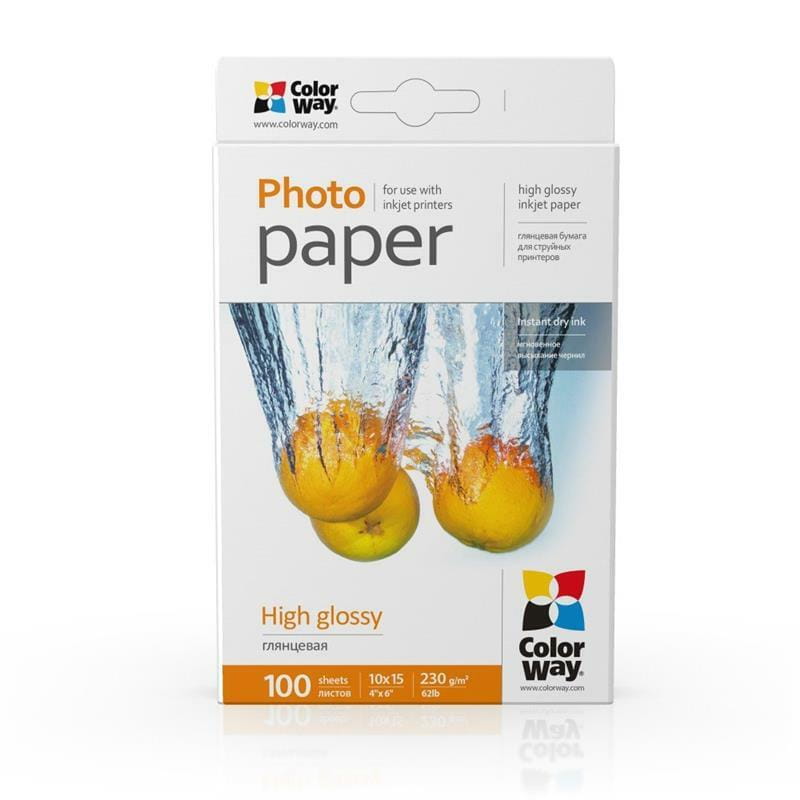 Фотобумага ColorWay глянцевая 230г/м2 10х15см 100 л. (PG2301004R)