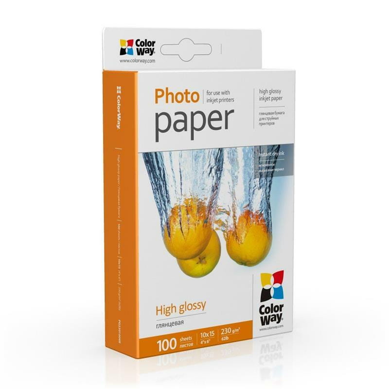 Фотобумага ColorWay глянцевая 230г/м2 10х15см 100 л. (PG2301004R)