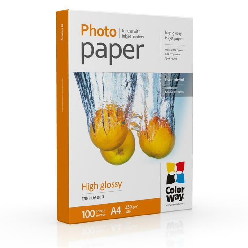 Фотобумага ColorWay глянцевая 230г/м2 A4 100 л. (PG230100A4)