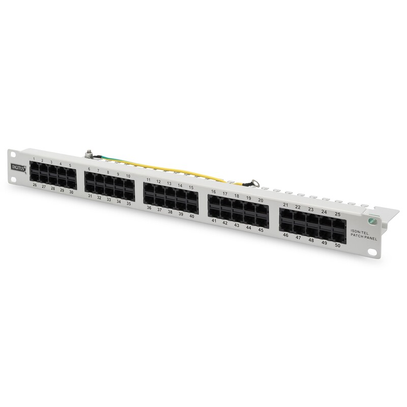 Патч-панель Digitus (DN-91350-1) 19" 1U, 50 портов, Cat.3 UTP в сборе серая