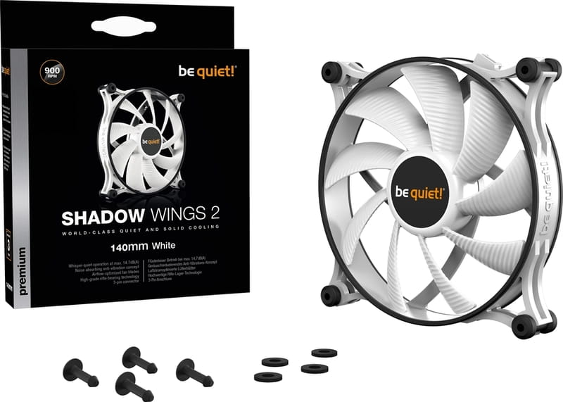 Вентилятор be quiet! Shadow Wings 2 140mm White (BL090), 140x140x25 мм, 3-pin, білий