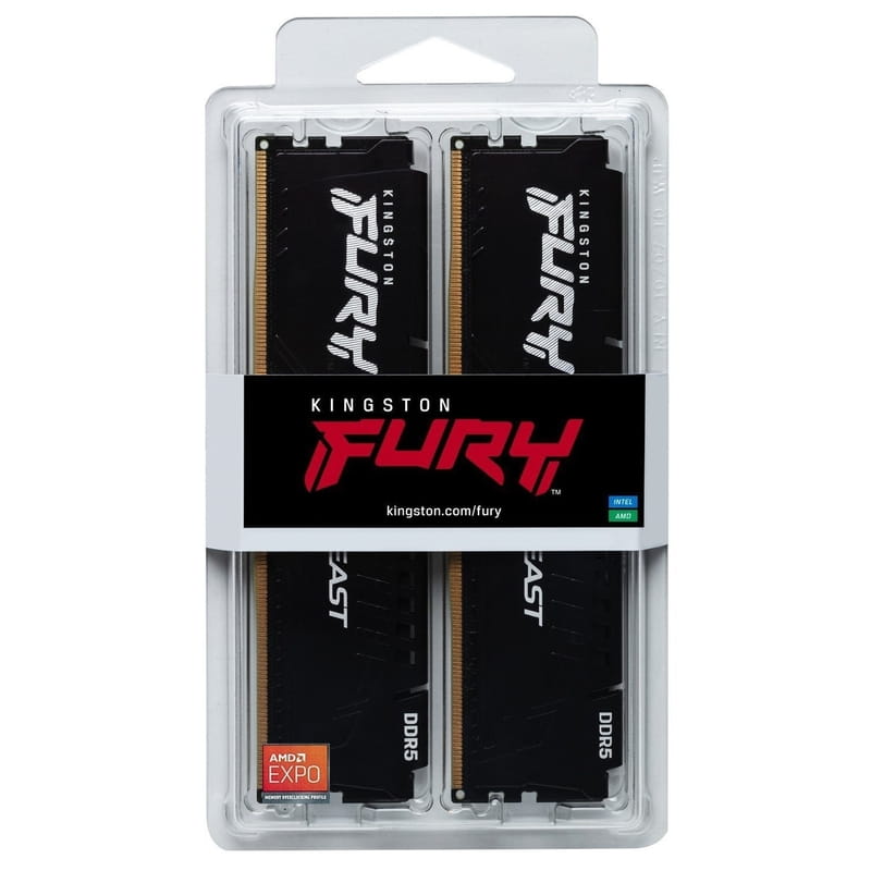 Модуль пам`яті DDR5 2x32GB/5600 Kingston Fury Beast Black (KF556C40BB2K2-64)