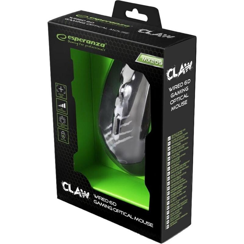 Мышь Esperanza MX209G Claw Black/Green USB