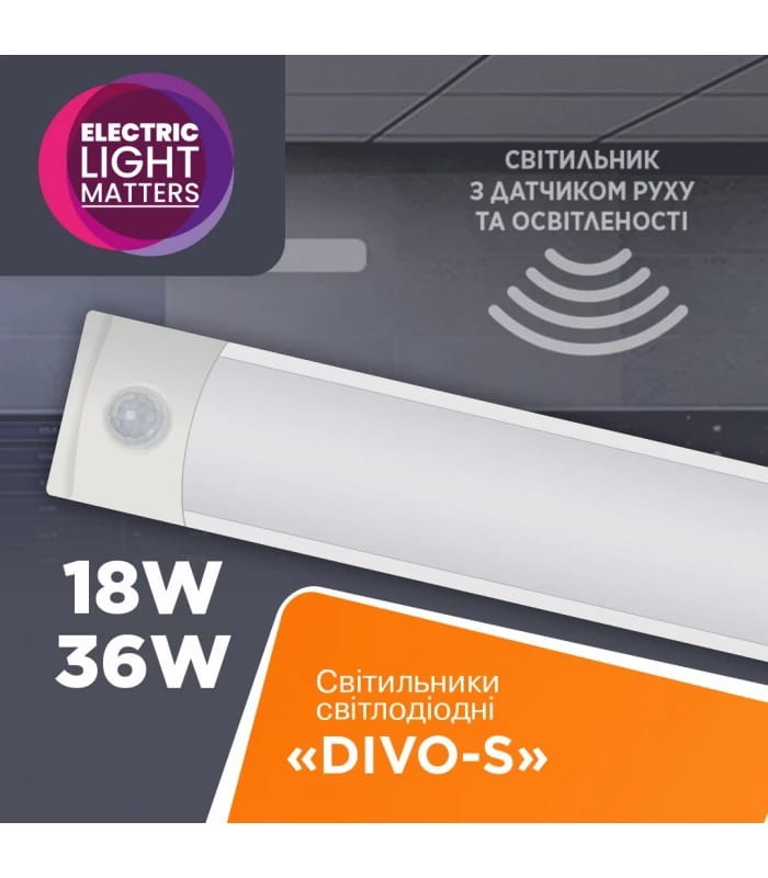 Светильник накладной светодиодный с датчиком движения ELM Divo S 18W 6500К 26-0131
