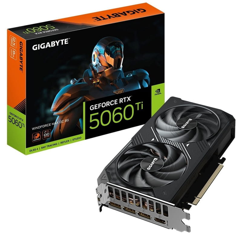 Видеокарта GF RTX 5060 Ti  8GB GDDR7 WindForce Max OC Gigabyte (GV-N506TWF2MAX OC-8GD)