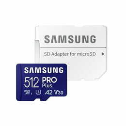 Карта памяти MicroSDXC 512GB UHS-I/U3 Class 10 Samsung Pro Plus R180/W130MB/s + SD-адаптер (MB-MD512SB/WW)
