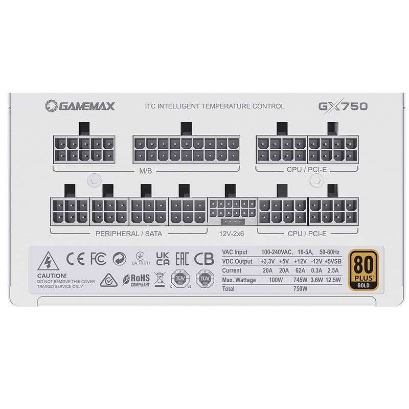 Блок живлення GameMax GX-750 Pro WH (ATX3.1 PCIe5.1) 750W