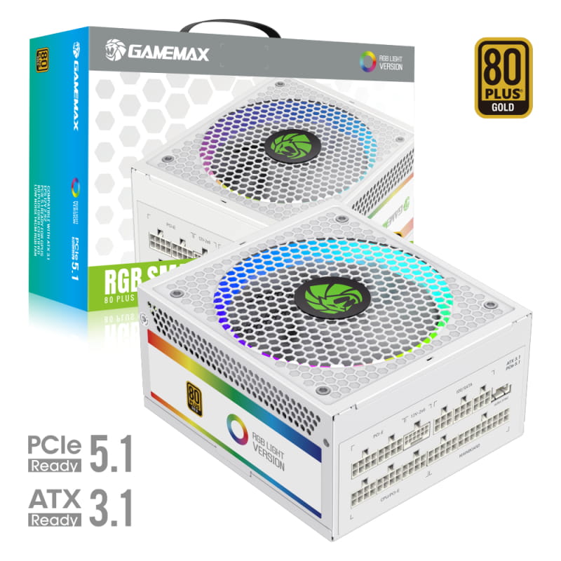 Блок живлення GameMax RGB 1050 Pro WH (ATX3.1 PCIe5.1) 1050W
