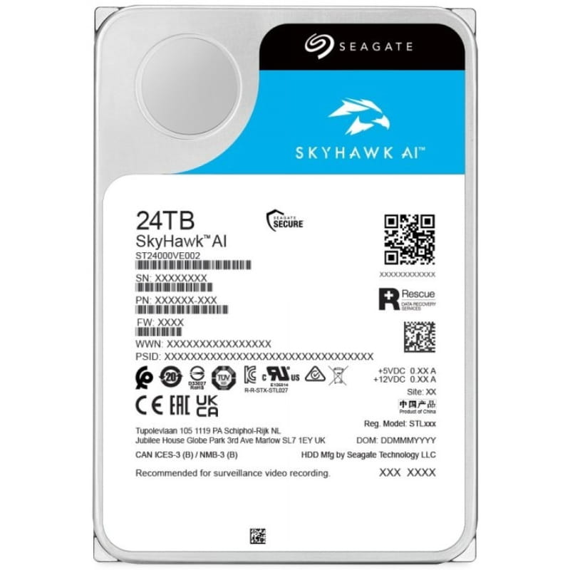 Накопитель HDD SATA 24.0TB Seagate SkyHawk AI Surveillance 7200rpm 512MB (ST24000VE002)