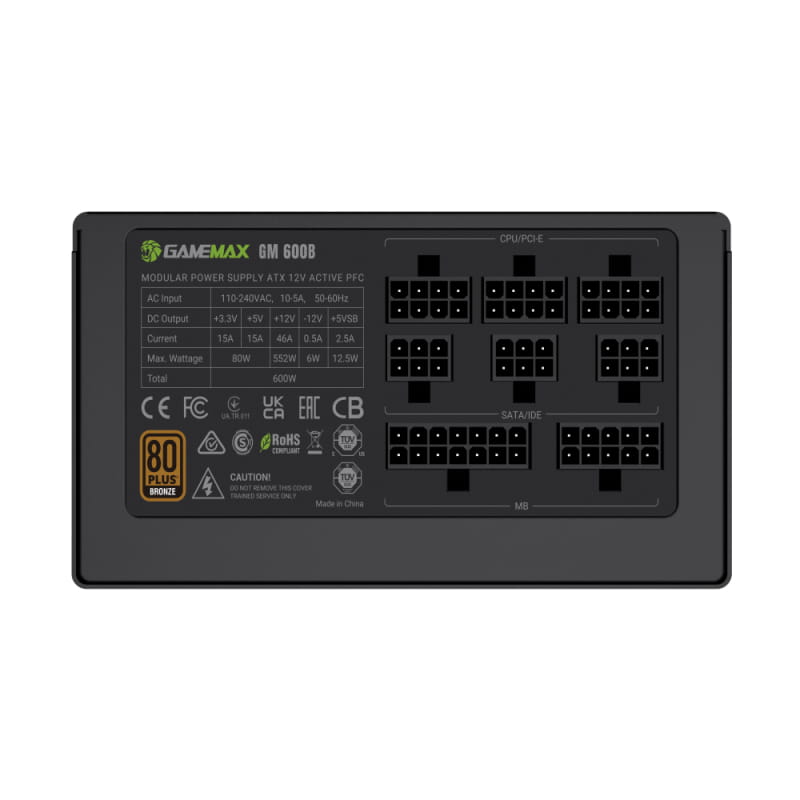 Блок живлення GameMax GM 600B Fully-modular New Black 600W
