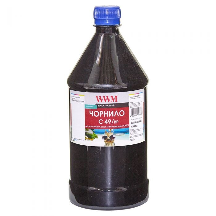 Чернила WWM Canon Pixma G1400/2400/3400 (Black Pigment) (C49/BP-4) 1000г