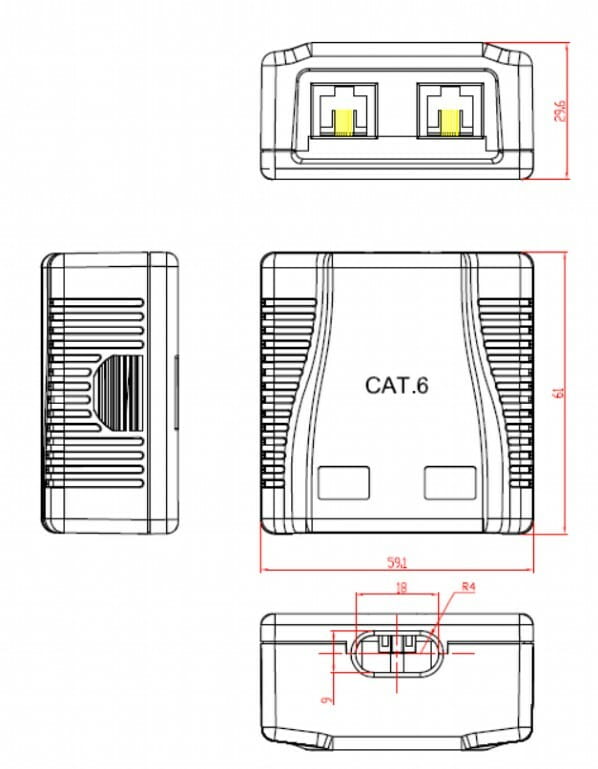 Розетка Cablexpert (NCAC-2F6-01) RJ-45, Cat6, зовнішня, біла