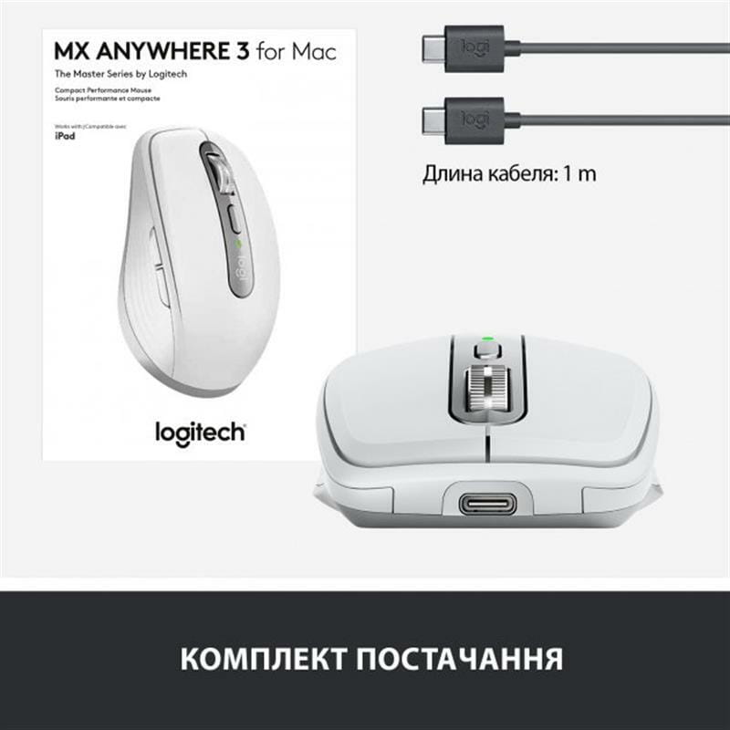 Мышь Bluetooth Logitech MX Anywhere 3 for Mac Pale Grey лазерная (910-005991)