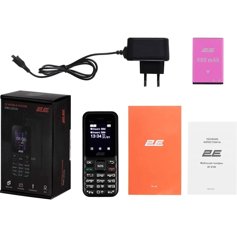 Мобильный телефон 2E S180 2024 Black (694743653885)