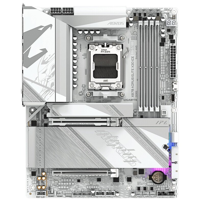 Материнская плата Gigabyte X870 Aorus Elite X3D Ice Socket AM5
