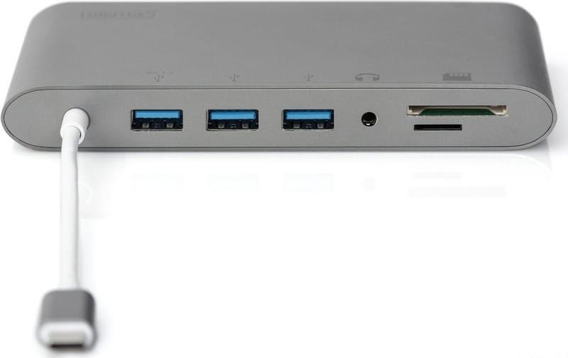 Док-станція Digitus USB-C USB3.0х3/USB-C/SD/MicroSD/HDMI/VGA/miniDisplayPort/RJ45/Audio (DA-70875)