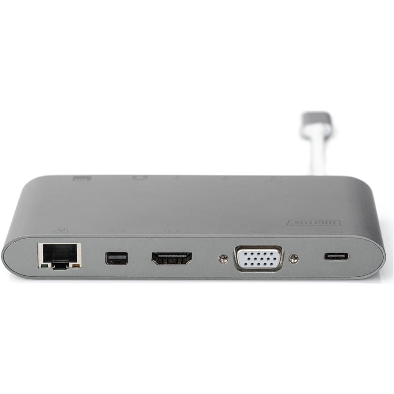 Док-станція Digitus USB-C USB3.0х3/USB-C/SD/MicroSD/HDMI/VGA/miniDisplayPort/RJ45/Audio (DA-70875)