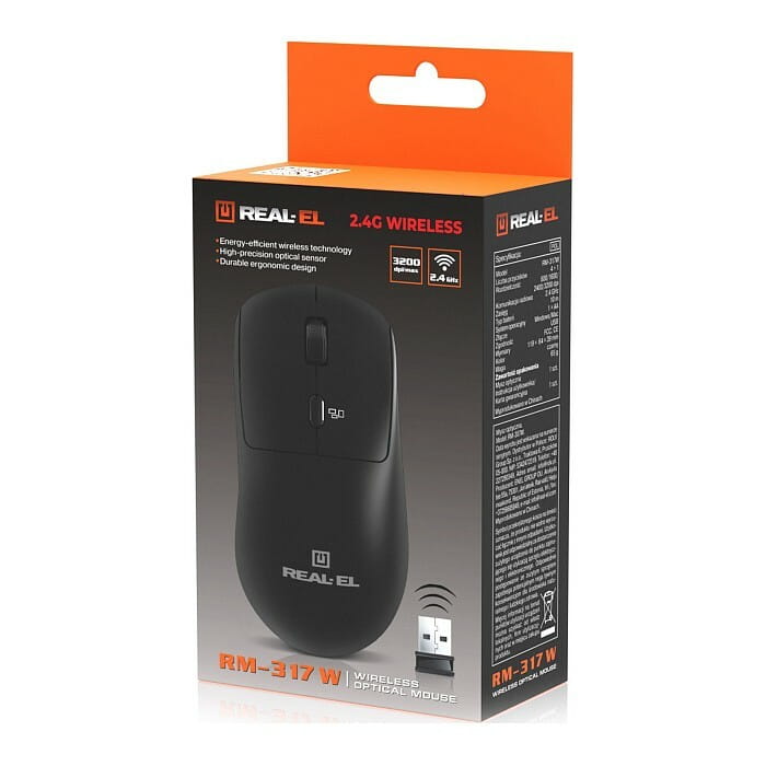 Мышь беспроводная REAL-EL RM-317W Black
