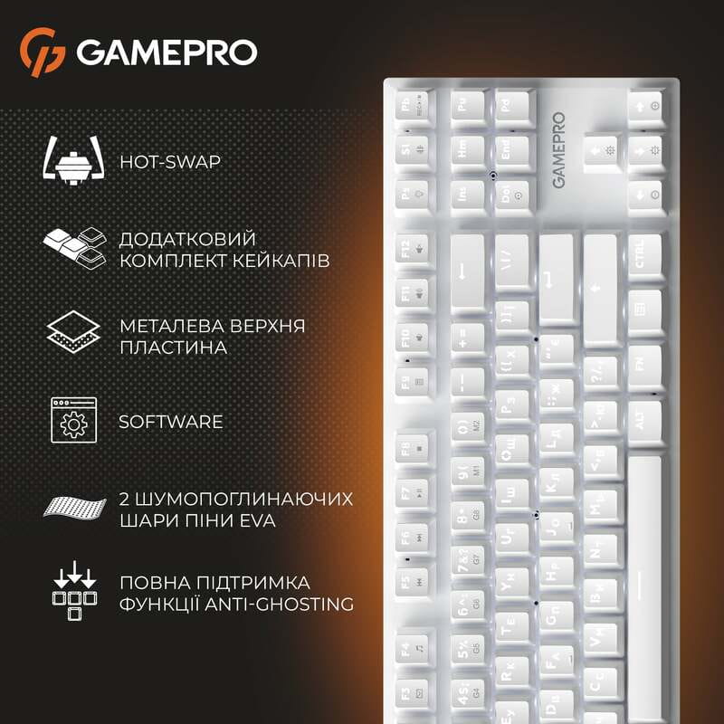 Клавиатура GamePro Genesis Joker MK124W Outemu Red Swithes USB White