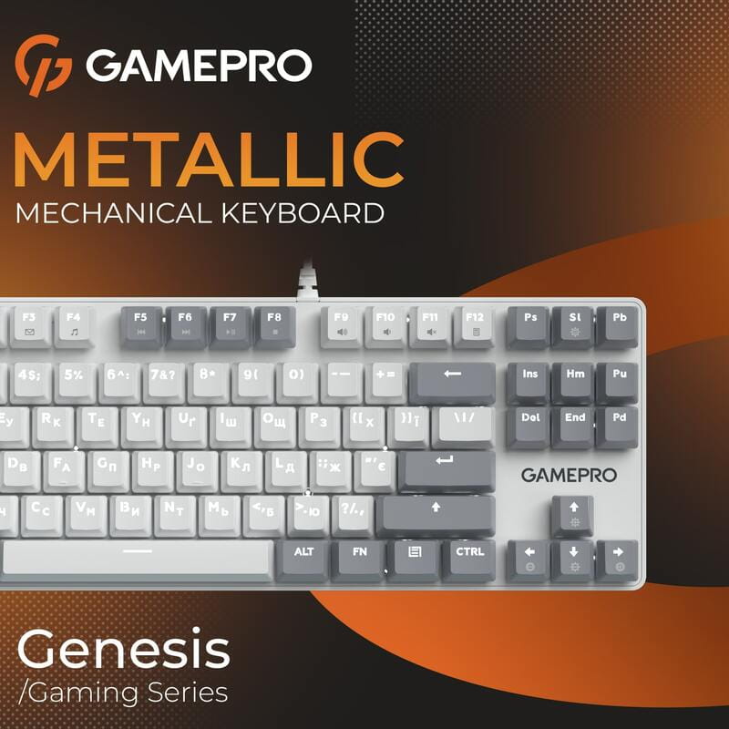 Клавиатура GamePro Genesis Metallic MK110W Outemu Red Swithes USB White