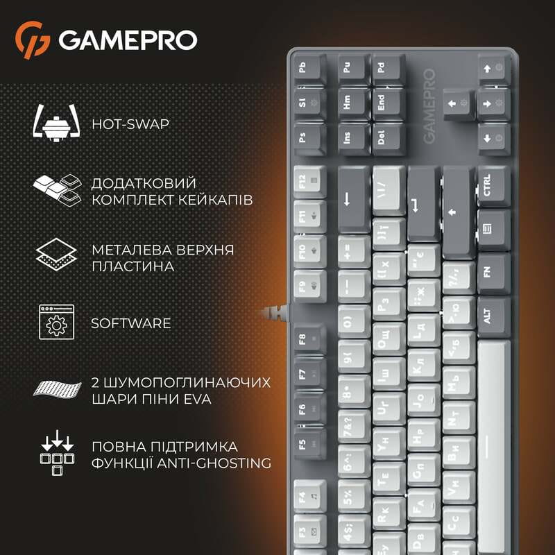 Клавиатура GamePro Genesis Metallic MK110G Outemu Red Swithes USB Gray