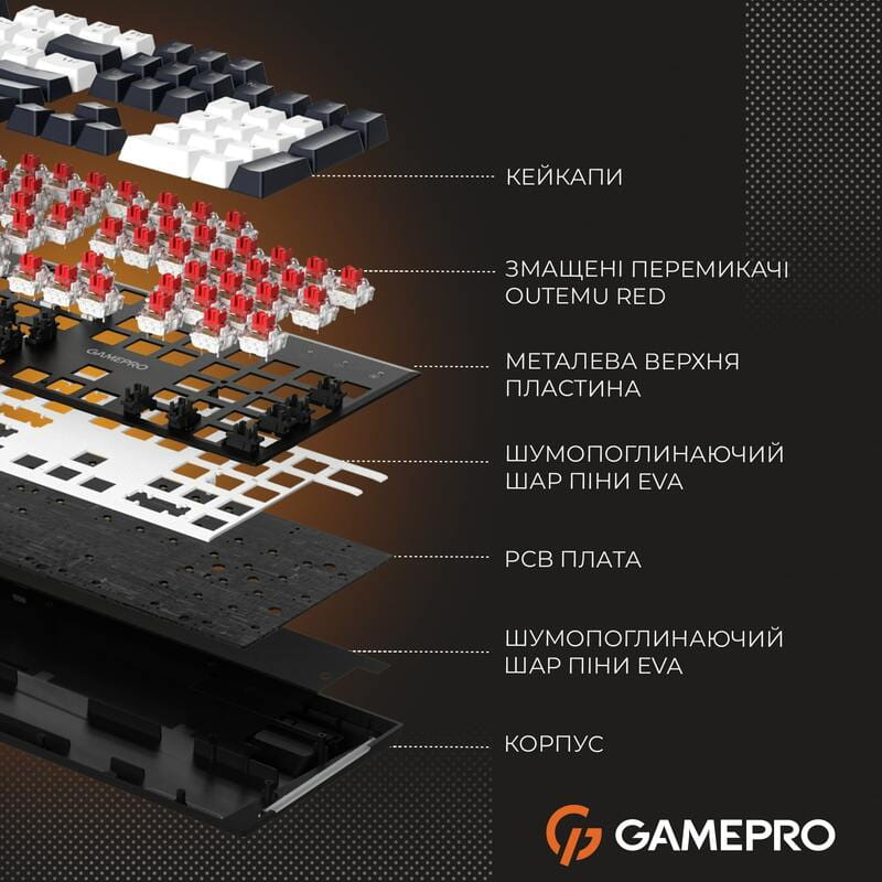 Клавіатура GamePro Genesis Metallic MK144B Outemu Red Swithes USB Black