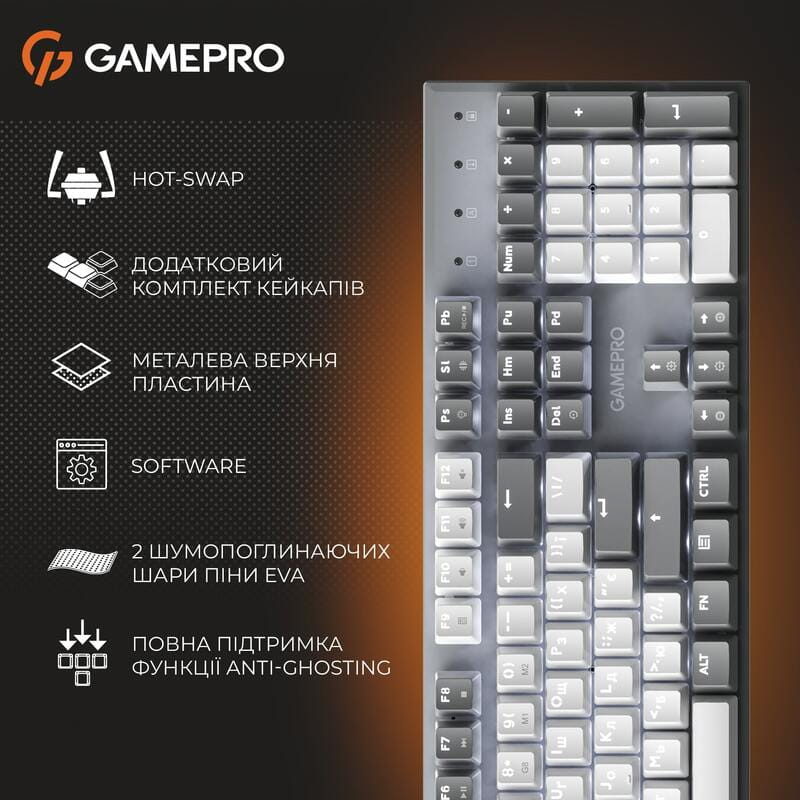 Клавіатура GamePro Genesis Metallic MK144G Outemu Red Swithes USB Gray