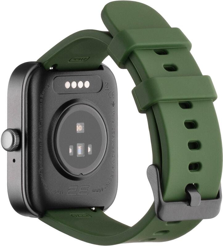 Смарт-годинник 2E Alpha SQ Music Edition 46 mm Black/Green (2E-CWW40BKGN-WS)