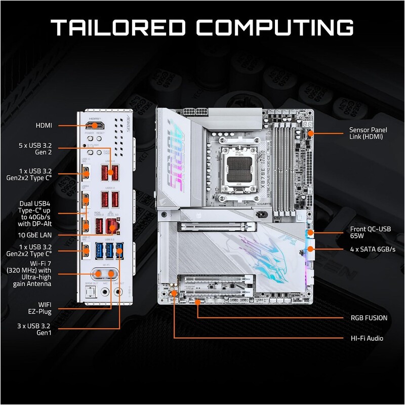 Материнська плата Gigabyte X870E Aorus Pro X3D Ice Socket AM5