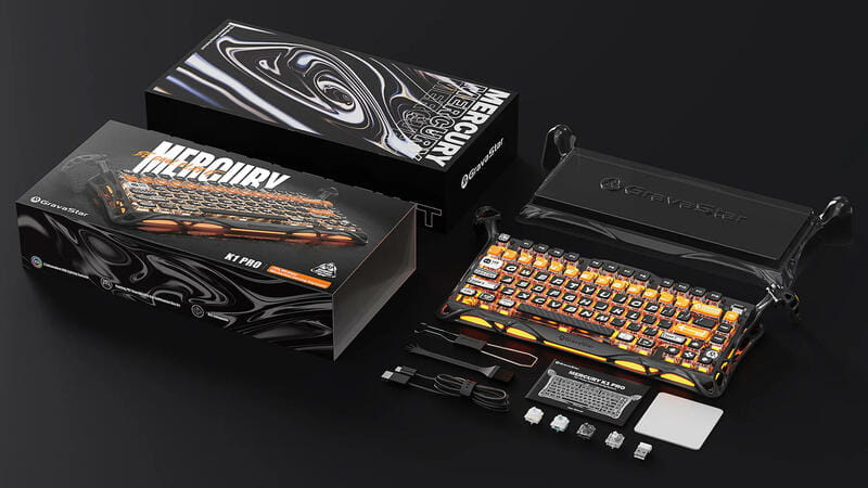 Клавіатура бездротова GravaStar Mercury K1 Pro CyberFlare (GS_K1_PRO_BO_BLK)