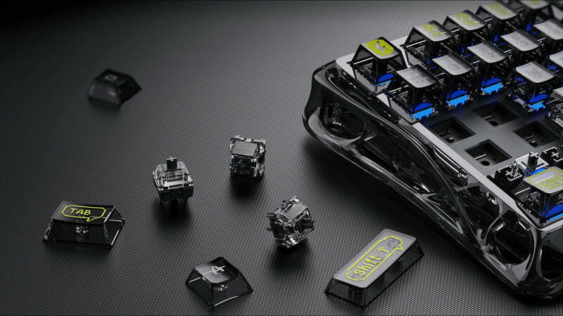 Клавіатура бездротова GravaStar Mercury K1 Lite Transparent Black (GS_K1_LITE_XTAL_BLK)