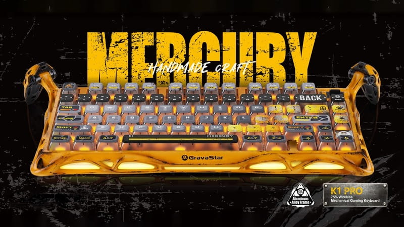 Клавиатура беспроводная GravaStar Mercury K1 Pro Battle-Worn Yellow (GSK1PRO_YLW)