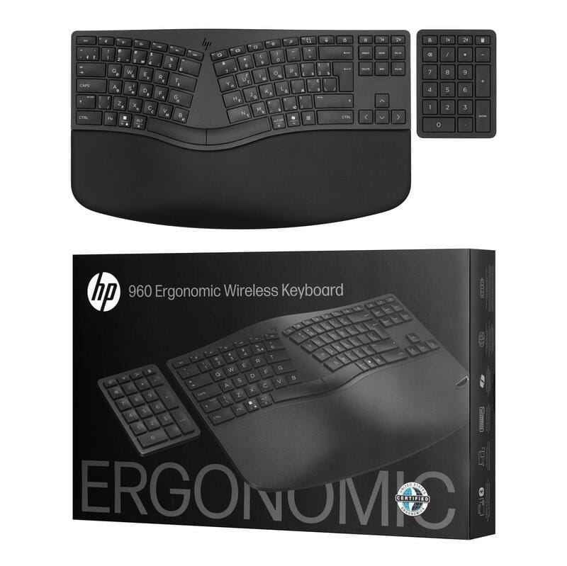 Клавіатура бездротова HP 960 Ergonomic Black (7E755AA)