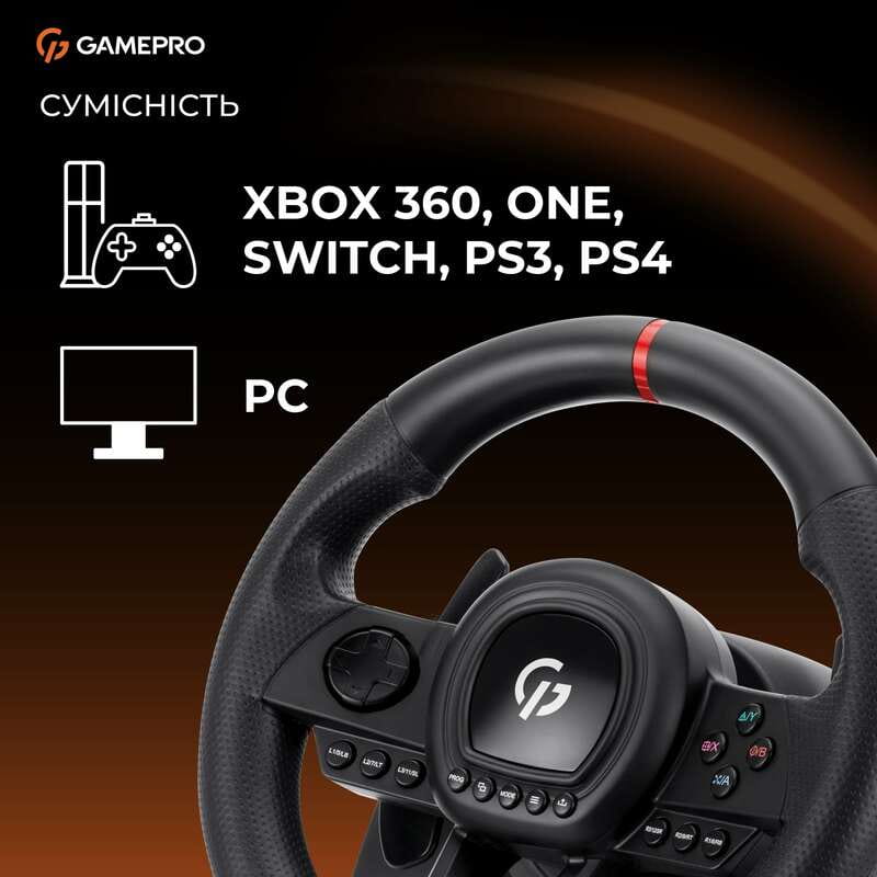Руль GamePro RW038PM с педалями и коробкой передач