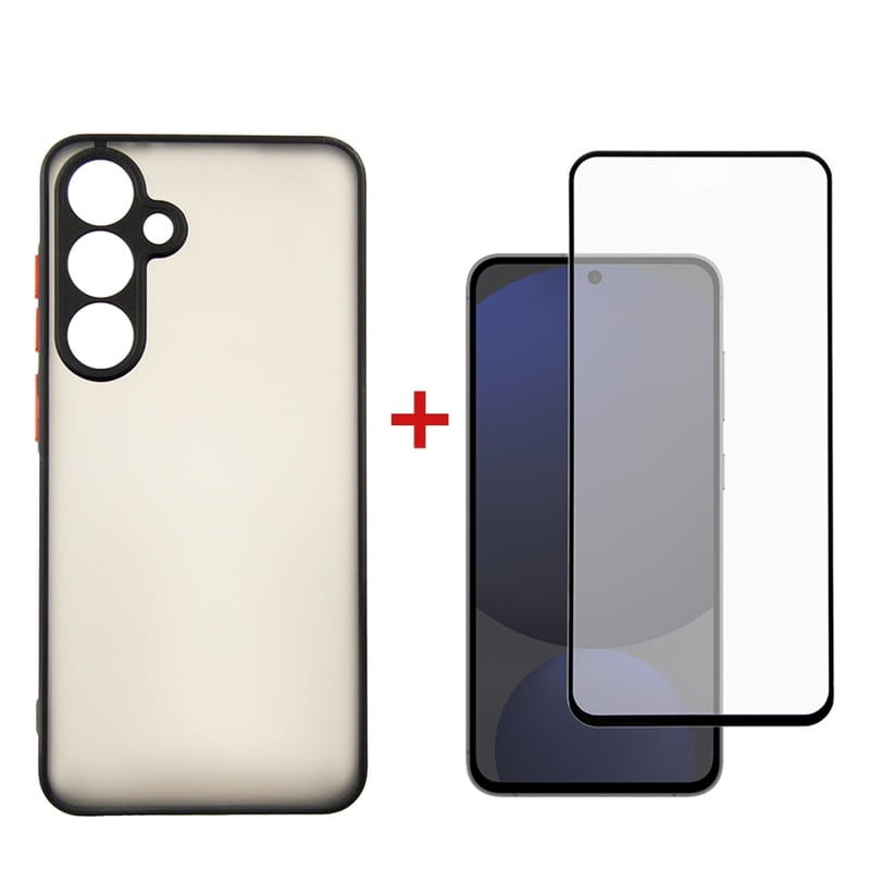 Чeхол-накладка Dengos Matt для Samsung Galaxy S25 FE Black (DG-KM-168) + защитное стекло