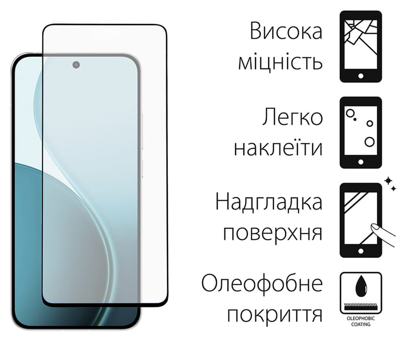 Защитное стекло Dengos для Oppo Reno14 F/FS Black Full Glue (TGFG-419)