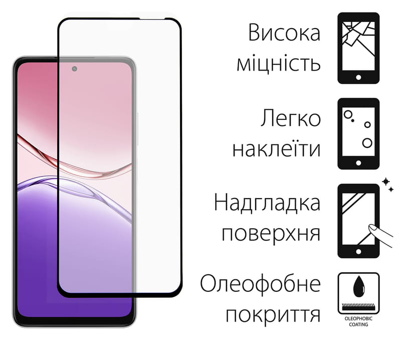 Комплект защитных стекол Dengos для Oppo A5x Black Full Glue (DG-TGSCP-11)