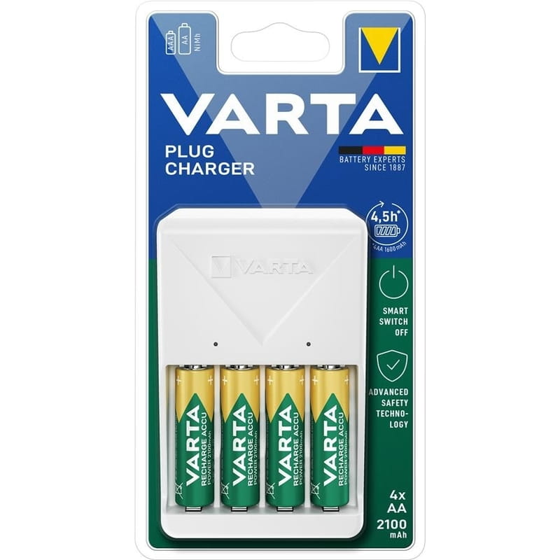 Зарядний пристрiй Varta Plug Charger 4xAA/ААА 2100mAh (57657101451)
