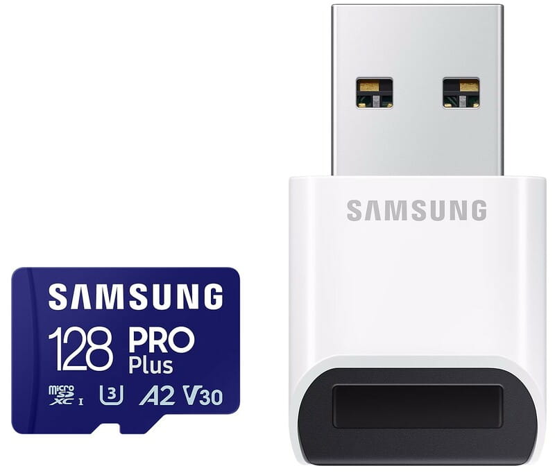 Карта памяти MicroSDXC 128GB UHS-I/U3 Samsung Pro Plus R180/W130MB/s + OTG Card reader (MB-MD128SB/WW)